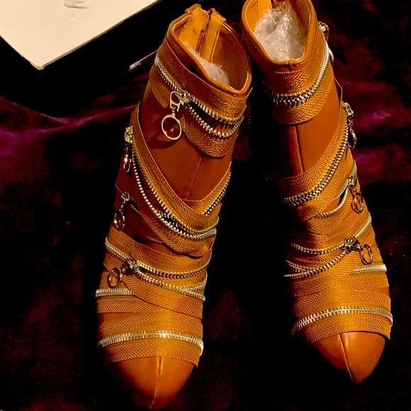 NEW Show Story Punk Zip Up Stiletto Ankle Bootie LF80845 Size 40 brown - Picture 6 of 11